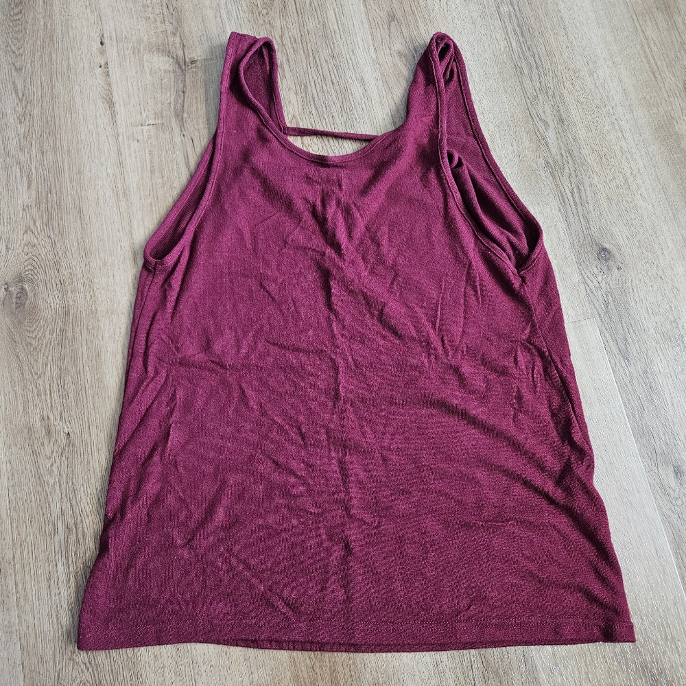 Zyia Cranberry Lounge Boyfriend Sweater Tank (#1626) - Picture 4 of 6